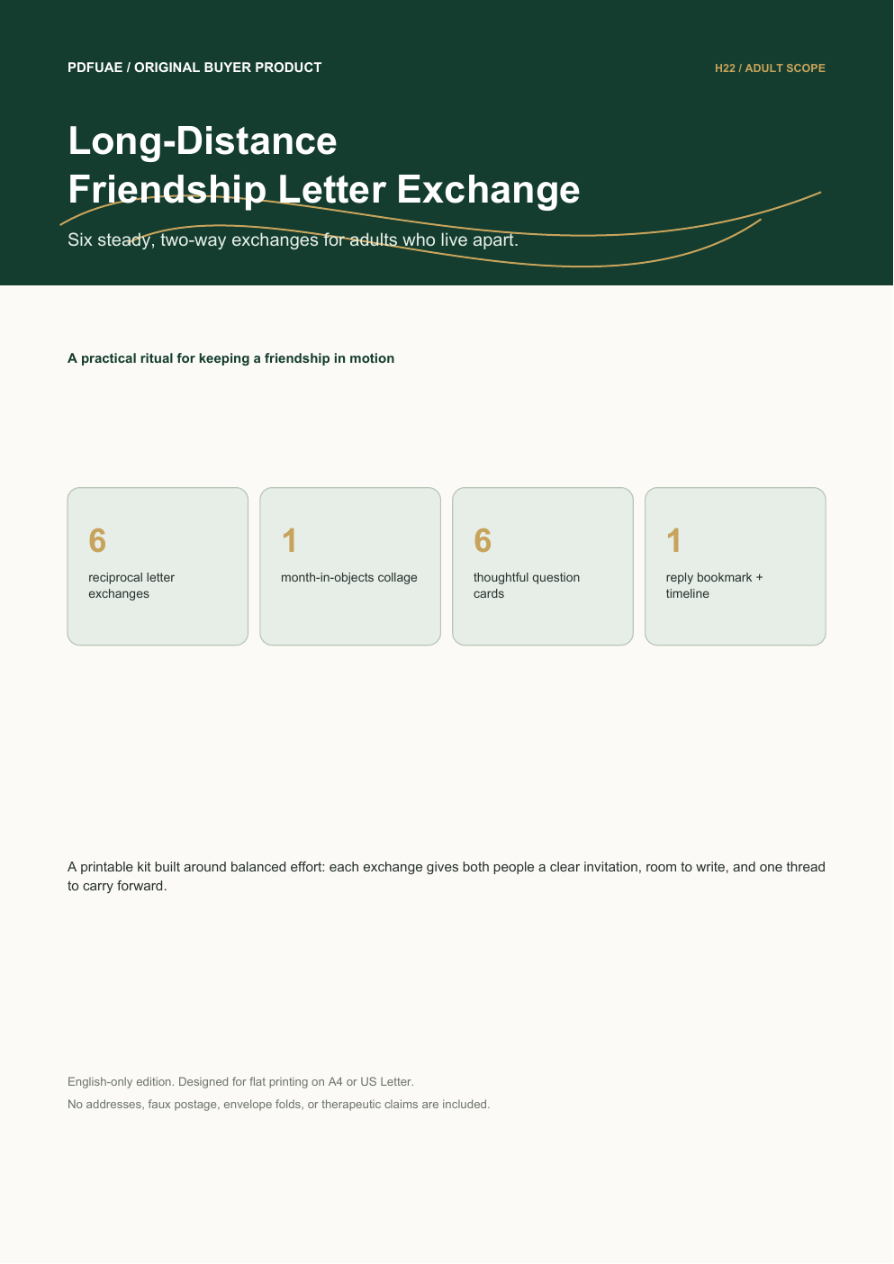 Long-Distance Friendship Letter Exchange Kit source artwork and print product