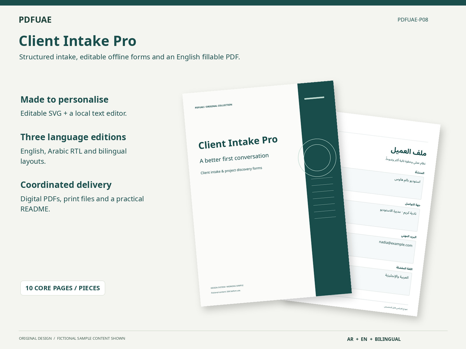 Client Intake Pro editable digital template