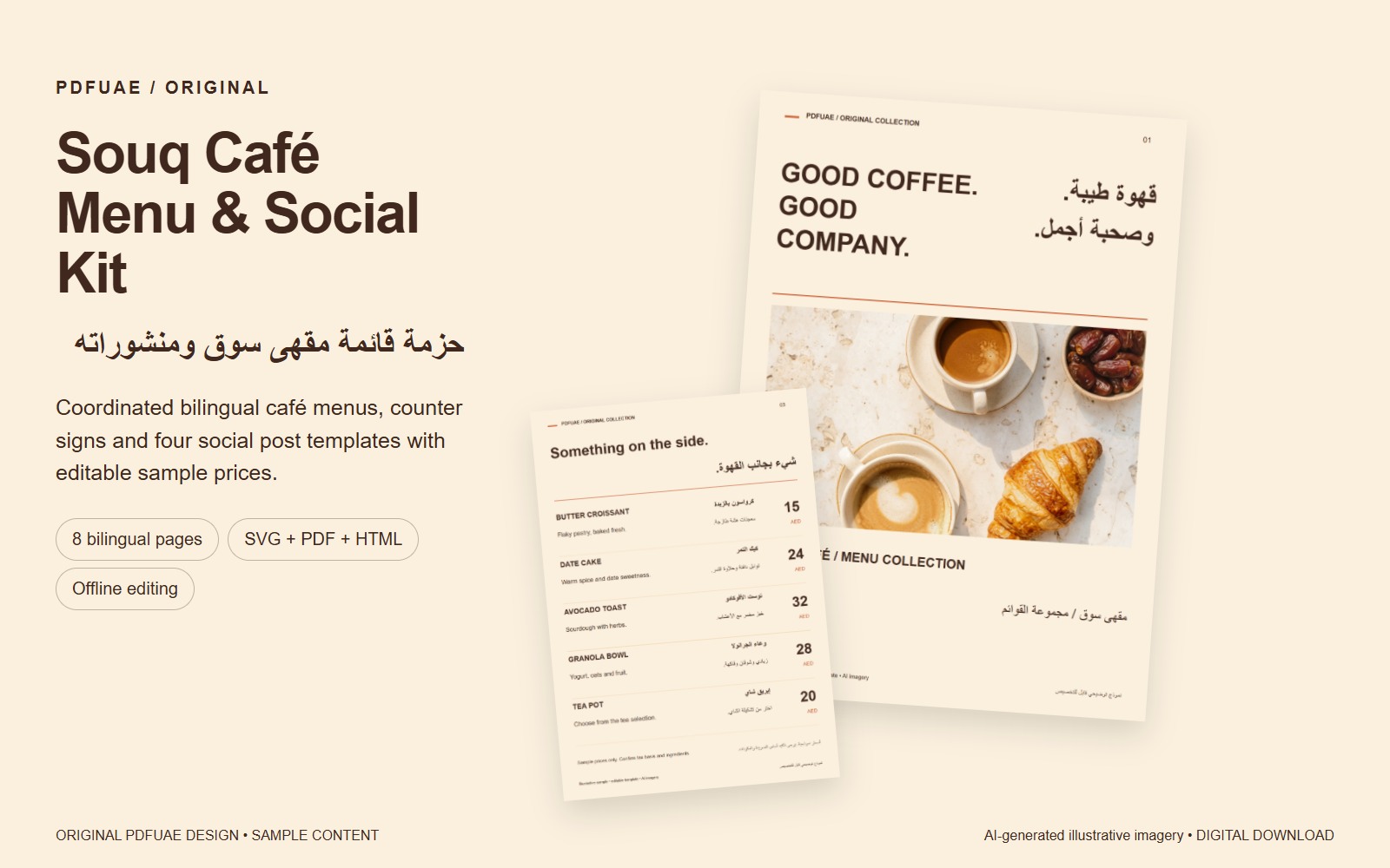 Souq Café Menu & Social Kit